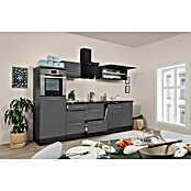 Respekta Premium Küchenzeile RP280HEGBO (Breite: 280 cm, Mit Elektrogeräten, Grau Hochglanz)