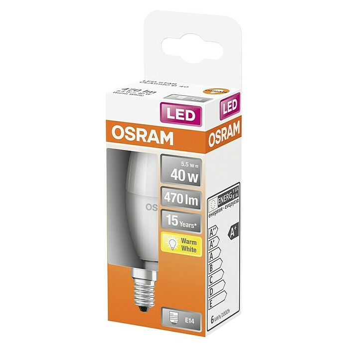 Osram Star Ledlamp Classic B 40 (E14, Niet dimbaar, Warm wit, 470 lm, 5,5 W) | BAUHAUS