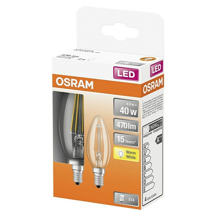 Osram Star Ledlampen set Classic B 40 (E14, Niet dimbaar, Warm wit, 470 lm, 4 W) | BAUHAUS