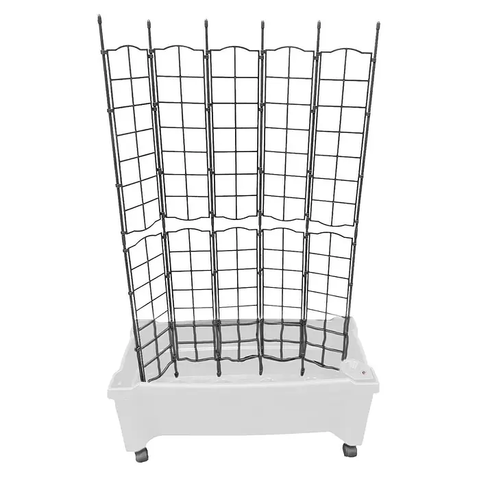 KHW Pflanzkasten mit Spalier - Außenmaß (L x B x H): 79 x 35 x 115 cm, Kunststoff, Weiß - Das Bild zeigt ein stilvolles Pflanzgefäß mit Rankgitter, ideal für Kletterpflanzen und zur dekorativen Gestaltung von Innen- und Außenbereichen.