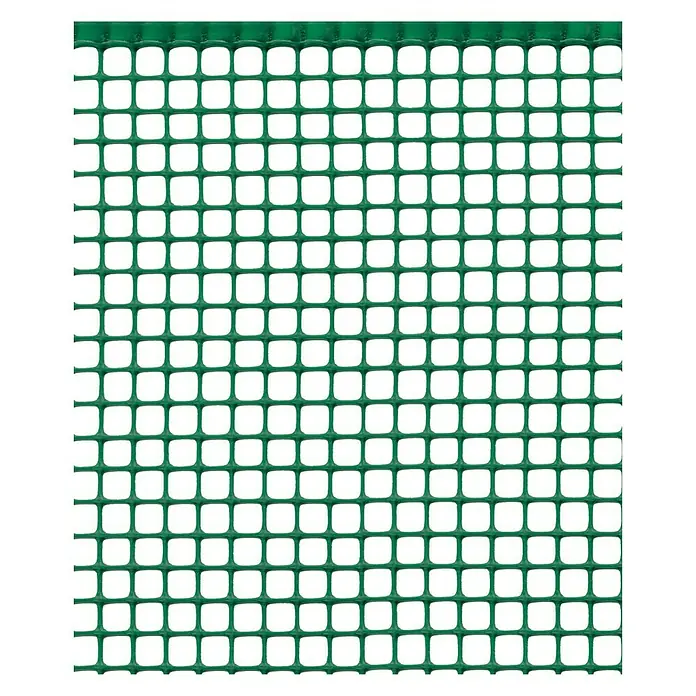 Tenax Schutzgewebe Quadra 10 - L x H: 5 x 1 m, Grün - Nahaufnahme eines grünen Kunststoffgitters, das sich ideal für Gartenbau und Landschaftsbau eignet.\n