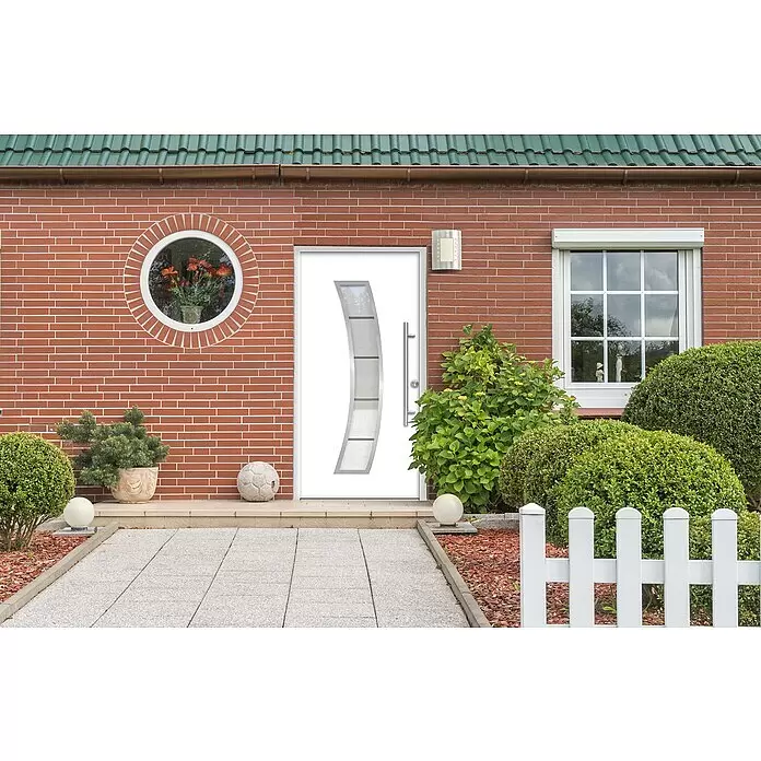 Splendoor Haustür Thermodoor PLUS SP10 - 110 x 210 cm, DIN Anschlag: Rechts, Verkehrsweiß - Stimmungsaufnahme