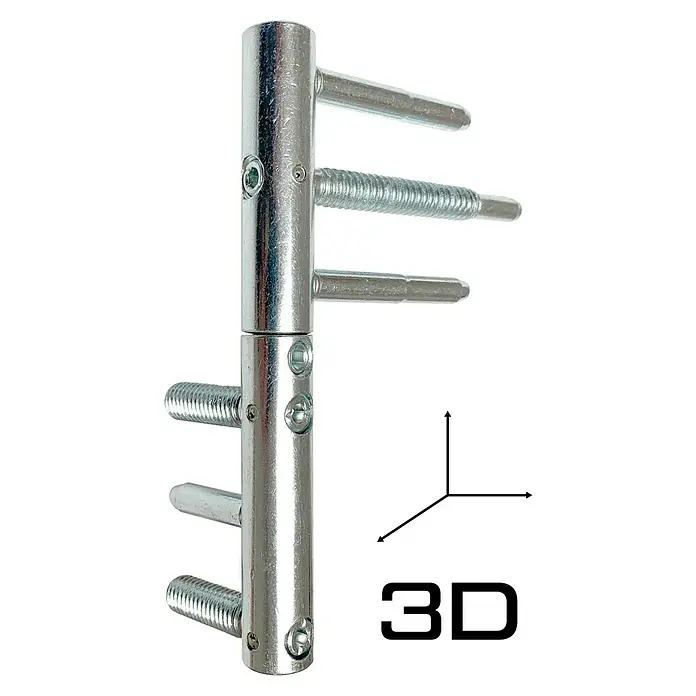 Splendoor Haustür Thermodoor PLUS SP10 - 110 x 210 cm, DIN Anschlag: Links, Anthrazitgrau Feinstruktur - 3D-Ansicht eines Metalltürbandes, das sich ideal für präzise Türanpassungen eignet und eine robuste Konstruktion aufweist.