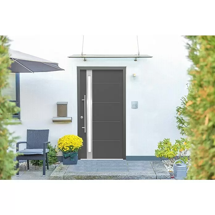 Splendoor Haustür Thermodoor PLUS SP30 - 110 x 210 cm, DIN Anschlag: Links, Anthrazitgrau Feinstruktur - Stimmungsaufnahme