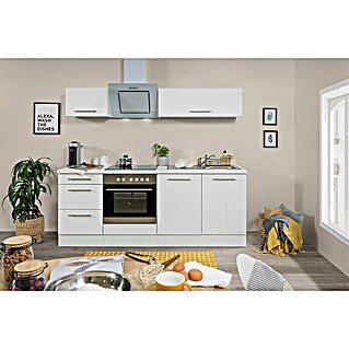 Respekta Premium Küchenzeile RP210WWCBO (Breite: 210 cm, Weiß, Mit Elektrogeräten)