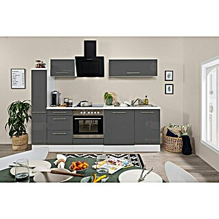 Respekta Premium Küchenzeile RP250WGCBO (Breite: 250 cm, Grau, Mit Elektrogeräten)