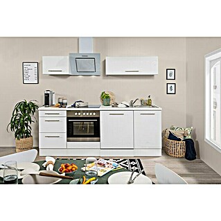 Respekta Premium Küchenzeile RP220WWCBO (Breite: 220 cm, Weiß, Mit Elektrogeräten)