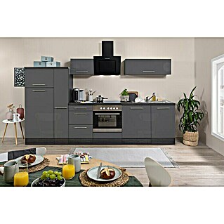Respekta Premium Küchenzeile RP310EGCBO (Breite: 310 cm, Grau, Mit Elektrogeräten)