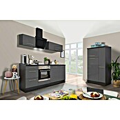 Respekta Premium Küchenzeile RP310EGCBO (Breite: 310 cm, Mit Elektrogeräten, Grau Hochglanz)