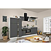 Respekta Premium Küchenzeile RP300WGCBO (Breite: 300 cm, Mit Elektrogeräten, Grau Hochglanz)
