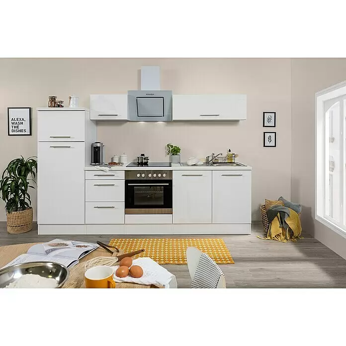 Respekta Premium Küchenzeile RP270WWCBO - Breite: 270 cm, Weiß, Mit Elektrogeräten - Stimmungsaufnahme
