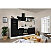 Respekta Premium Küchenzeile RP270WSCBO (Breite: 270 cm, Mit Elektrogeräten, Schwarz Hochglanz)