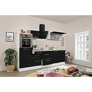 Respekta Premium Küchenzeile RP280HWSBO (Breite: 280 cm, Schwarz, Mit Elektrogeräten)
