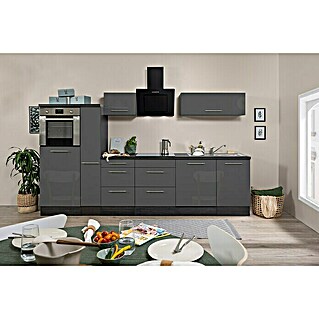 Respekta Premium Küchenzeile RP310HEGBO (Breite: 310 cm, Grau, Mit Elektrogeräten)