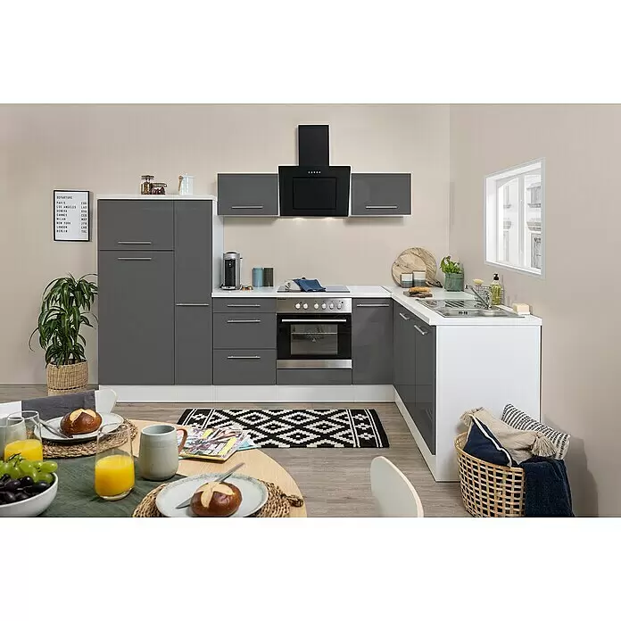 Respekta Premium Winkelküche RP290WGCBO - B x T: 290 x 200 cm, Grau, Mit Elektrogeräten - Stimmungsaufnahme