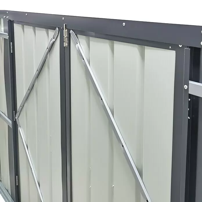 Globel Mülltonnenbox Easy - Stahl, Anthrazit, Geeignet für Anzahl Mülltonnen: 3 Stk., 1,62 m² - Detailaufnahme
