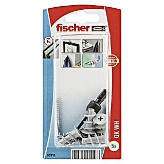 Fischer Taco para cartón yeso GK WH (Longitud taco: 22 mm, Con gancho, 5 ud.)
