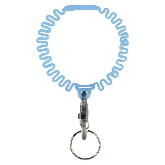 Nite Ize Llavero ajustable - Largo: 65 mm, Goma termoplástica (TR) - Llavero espiral azul claro con mosquetón y anilla, ideal para mantener las llaves seguras y accesibles.