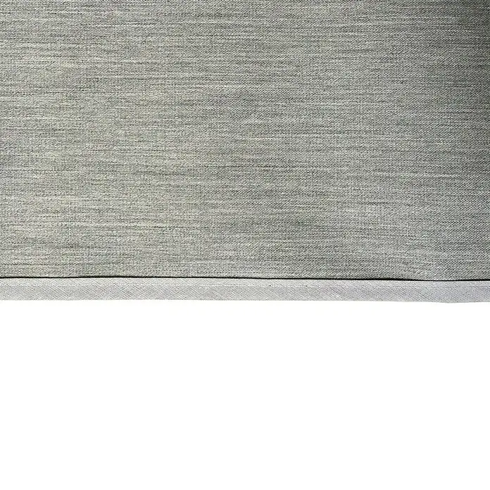 Angerer Klemmmarkise Style Granit - Hellgrau, Breite: 2,5 m, Ausfall: 1,5 m - Nahaufnahme eines stilvollen grauen Stoffsofas, perfekt für modernes Wohnen, das Komfort und zeitgenössisches Design vereint.