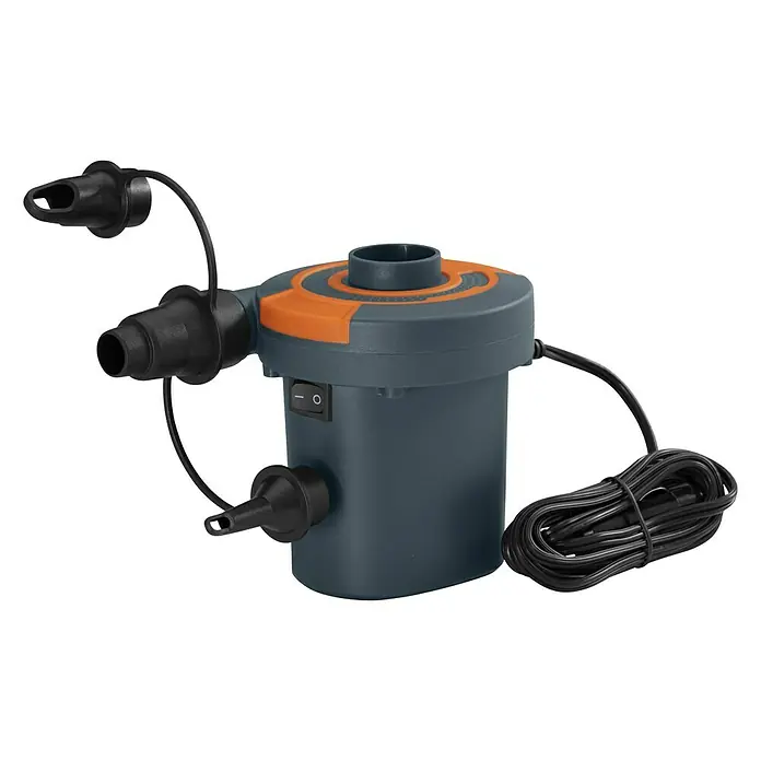 Elektropumpe - 12 V, Max. Fördermenge: 680 l/min - Elektrische Luftpumpe mit verschiedenen Düsen und Stromkabel für schnelles Aufpumpen von Luftmatratzen und Co.