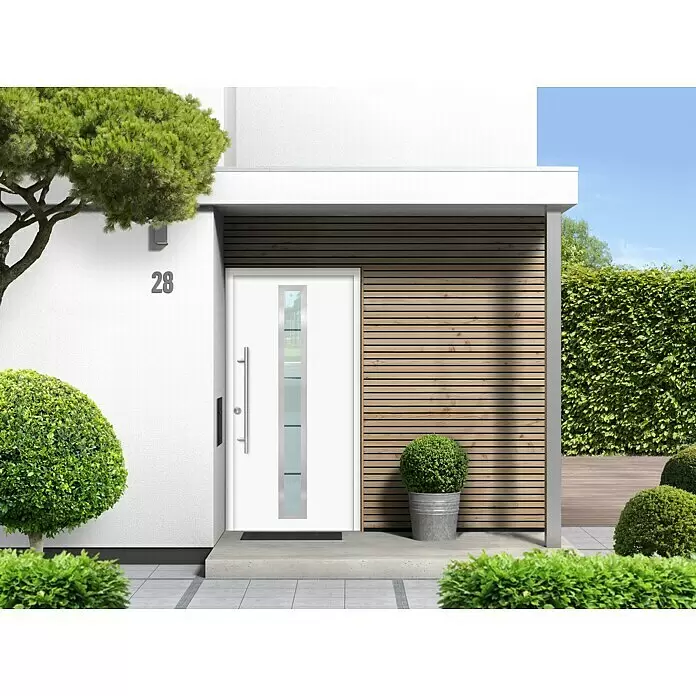 Splendoor Haustür Thermodoor PLUS SP70 - 110 x 210 cm, DIN Anschlag: Links, Verkehrsweiß - Stimmungsaufnahme