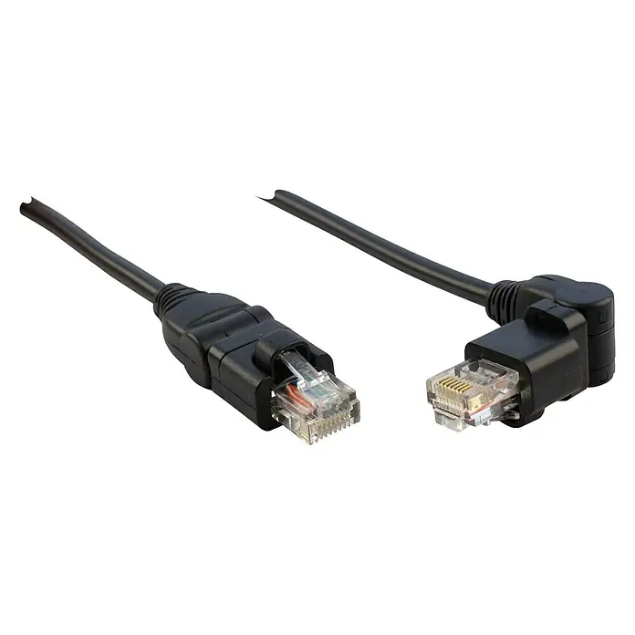 Schwaiger Netzwerk-Kabel - Länge: 5 m, Schwarz, RJ45-Stecker, Bis zu 1 GBit/s - Schwarzes Ethernet-Kabel mit RJ45-Steckern für Netzwerkverbindungen, ideal für Geräte mit begrenztem Platz hinter dem Anschluss.