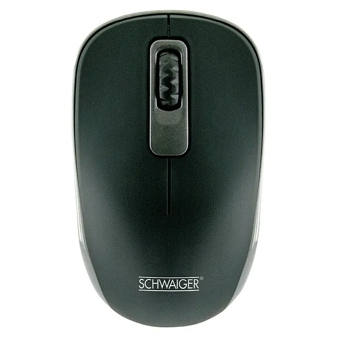 Schwaiger PC-Maus Funk - Schwarz, USB A-Stecker - Schwarze Computermaus der Marke Schwaiger, ideal für Büroarbeiten und zum Surfen im Internet. Ergonomisches Design für komfortable Nutzung.