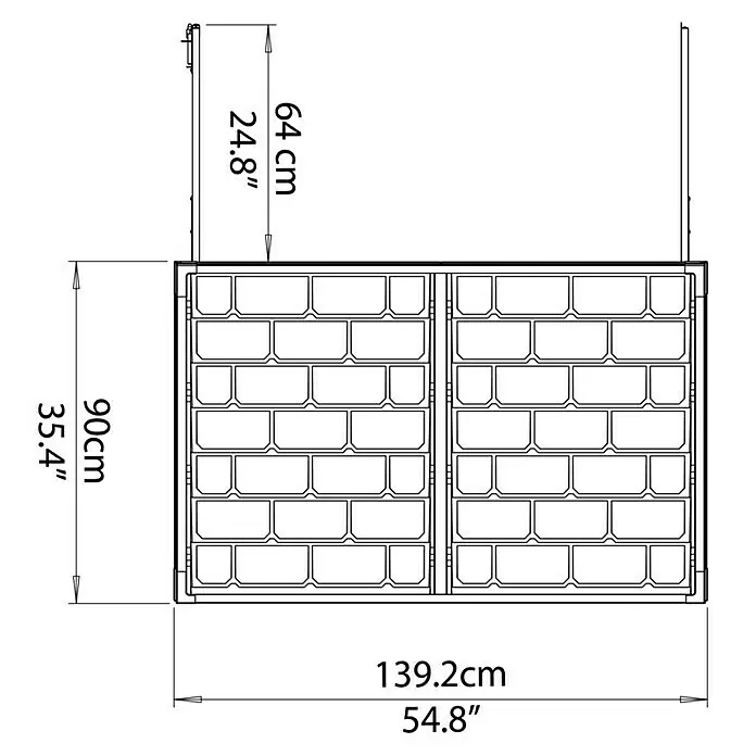 Palram – Canopia Arcón Voyager - L x An x Al: 90 x 139 x 146 cm, Gris oscuro, Policarbonato - Jardinera colgante rectangular negra con celdas de cultivo individuales para jardinería vertical.