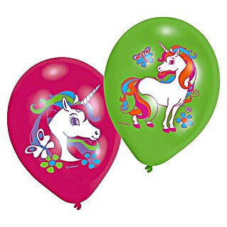 Luftballon (6 Stk., Bunt, Einhorn, Durchmesser: 27,5 cm)