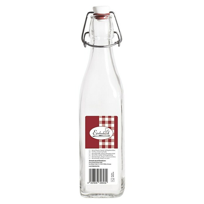 Bottiglia di vetro con tappo meccanico 500 ml