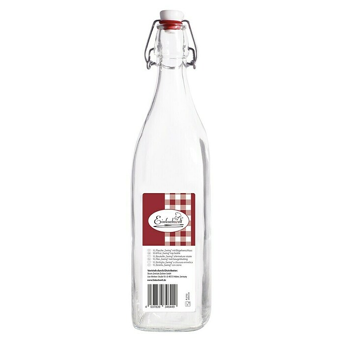 Bottiglia di vetro con tappo meccanico 1'000 ml