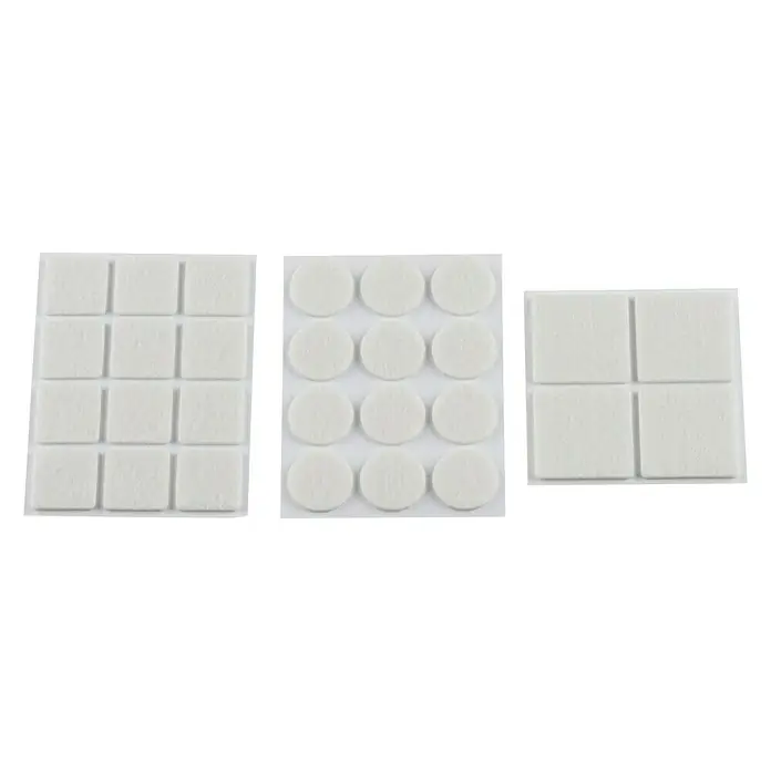 Protector para muebles - Blanco, 28 ud. - Protectores de fieltro blancos en forma cuadrada y redonda en una hoja, ideales para proteger los suelos de arañazos y daños.