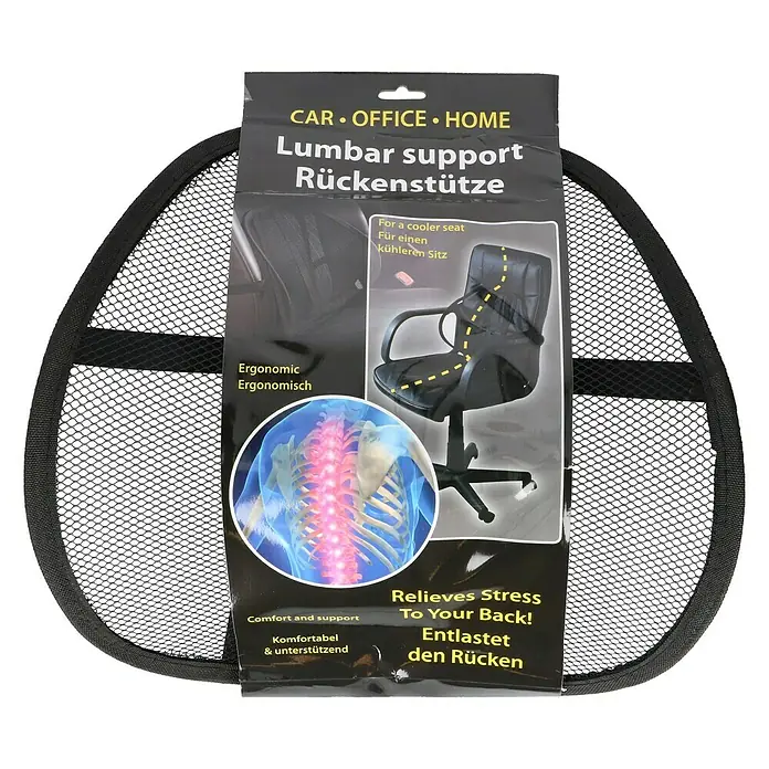 Soporte lumbar - Apto para: Sillas, Negro, Ergonómico - Soporte lumbar para aliviar el estrés de la espalda, adecuado para coche, oficina y hogar, que ofrece confort ergonómico y mejor soporte.