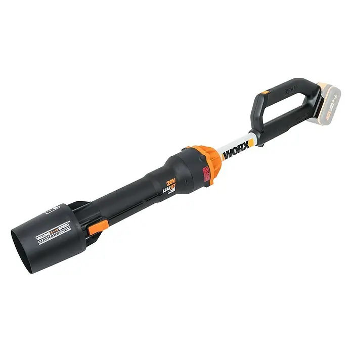 Worx PowerShare 20V Akku-Laubbläser LeafJet WG543E.9 - 20 V, Ohne Akku, Blasgeschwindigkeit: 209 km/h, Blasleistung: 696 m³/h - WORX Akku-Laubbläser mit variabler Geschwindigkeitsregelung für effizientes Laub entfernen im Garten.