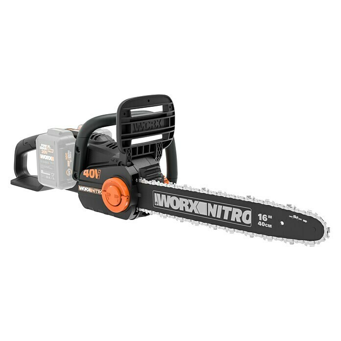 Worx PowerShare Akku-Kettensäge WG385E20 V, Li-Ionen, Ohne Akku, Schnittlänge: 40 cm cm Diagonal View