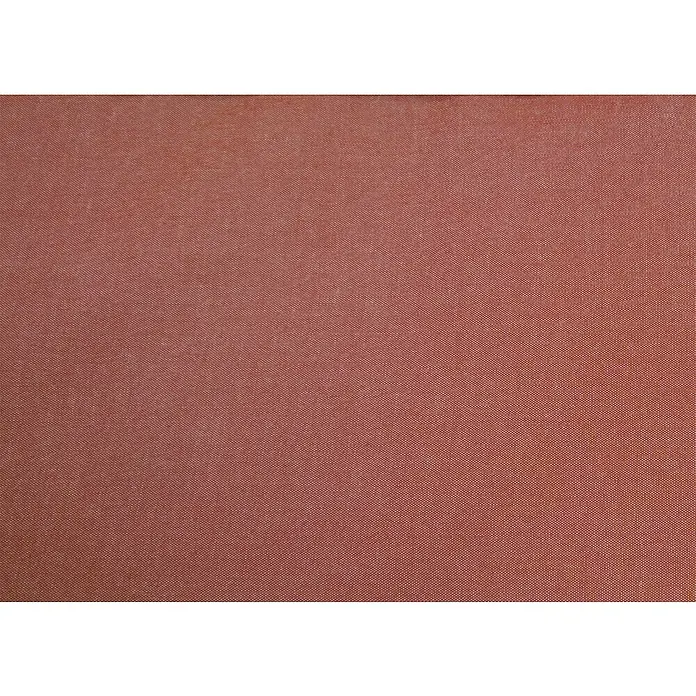 Angerer Klemmmarkise Style Terra - Terracotta, Breite: 4 m, Ausfall: 1,5 m - Ein detaillierter Blick auf eine Textilie in einem warmen, rötlichen Farbton mit feiner Webstruktur, ideal für Designprojekte.