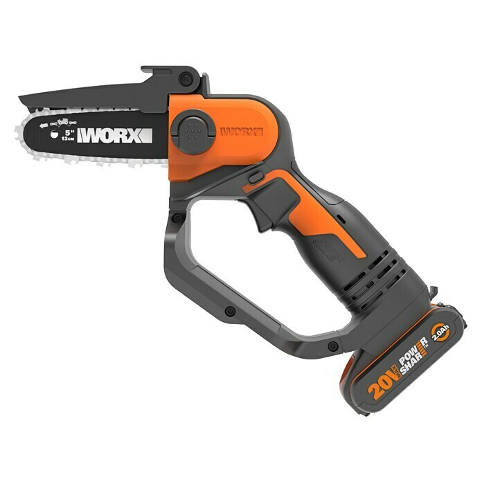 Worx PowerShare Akku-Kettensäge WG324E.920 V, Li-Ionen, Ohne Akku, Schnittlänge: 12 cm cm Left Side View