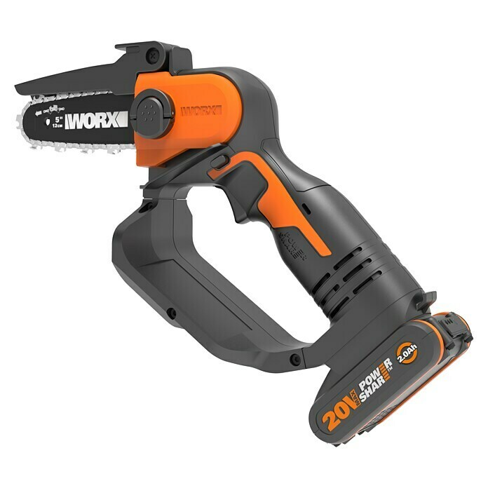 Worx PowerShare Akku-Kettensäge WG324E.920 V, Li-Ionen, Ohne Akku, Schnittlänge: 12 cm cm Left Side View