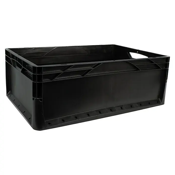 Surplus Systems Eurobox - L x B x H: 60 x 40 x 22 cm, Kunststoff, Schwarz - Schwarze Kunststoffbox für Lagerung und Transport mit praktischen Griffen für einfaches Handling. Robust und vielseitig einsetzbar.
