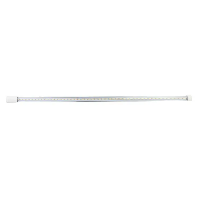 Ritter Leuchten LED-Unterbauleuchte XS - 9 W, Länge: 60 cm, Warmweiß - Eine helle LED-Leuchtstoffröhre auf einem schwarzen Hintergrund, ideal für moderne Beleuchtungskonzepte und energieeffiziente Lösungen.