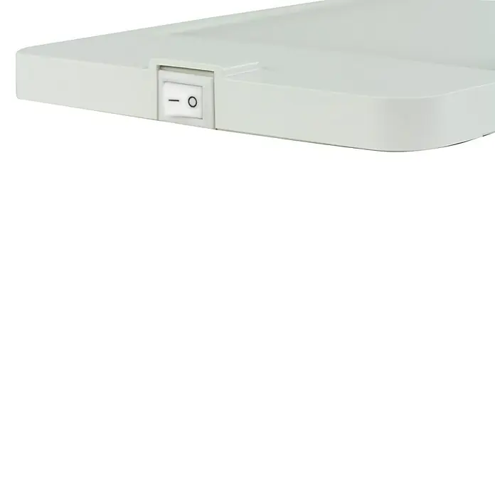 Ritter Leuchten LED-Unterbauleuchte Dimpod - 4,5 W, L x B x H: 11 cm x 12,5 mm x 20 cm, Warmweiß - Nahaufnahme einer weißen LED-Unterbauleuchte mit Schalter, ideal für Küchen oder Arbeitsbereiche. Die Lampe bietet effizientes Licht.