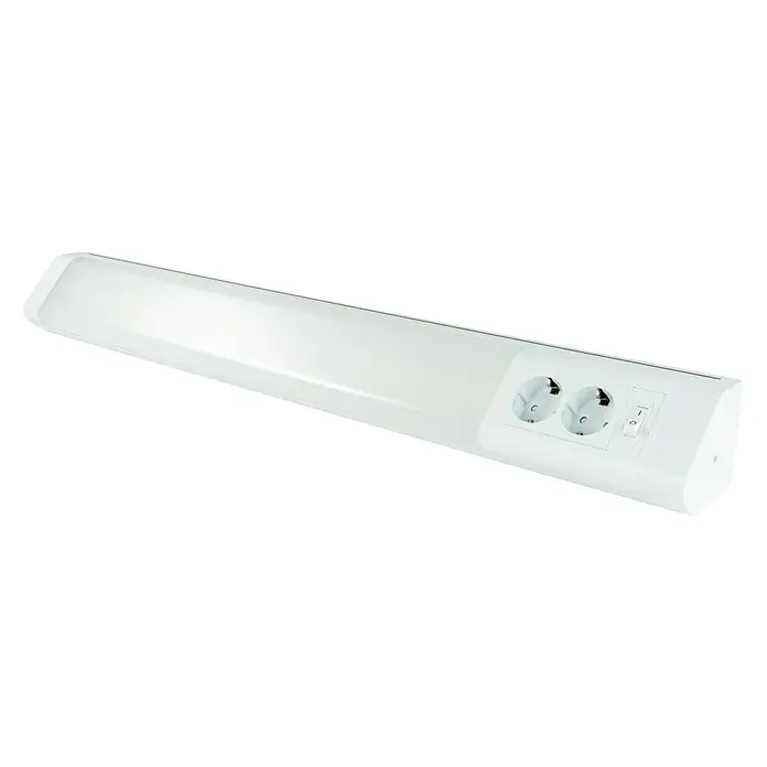 Ritter Leuchten LED-Unterbauleuchte Penta - L x B x H: 76 x 8,5 x 8 cm, Lichtfarbe: Neutralweiß, 15 W - LED-Unterbauleuchte in Weiß mit integrierten Steckdosen und Schalter, ideal für Küche oder Werkstatt. Praktische Beleuchtungslösung.