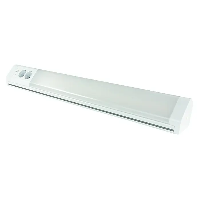 Ritter Leuchten LED-Unterbauleuchte Penta - L x B x H: 76 x 8,5 x 8 cm, Lichtfarbe: Neutralweiß, 15 W - Eine weiße LED-Unterbauleuchte mit Schalter und Steckdosen, ideal für Küchen oder Arbeitsbereiche, die zusätzliche Beleuchtung benötigen.