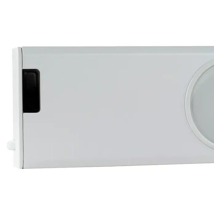 Ritter Leuchten LED-Unterbauleuchte Giga Sensor - L x B x H: 75 cm x 68 mm x 20,5 mm, Lichtfarbe: Neutralweiß, 9 W - Nahaufnahme einer weißen Lampe, die modernes Design und Funktionalität in einem stilvollen Beleuchtungselement vereint.