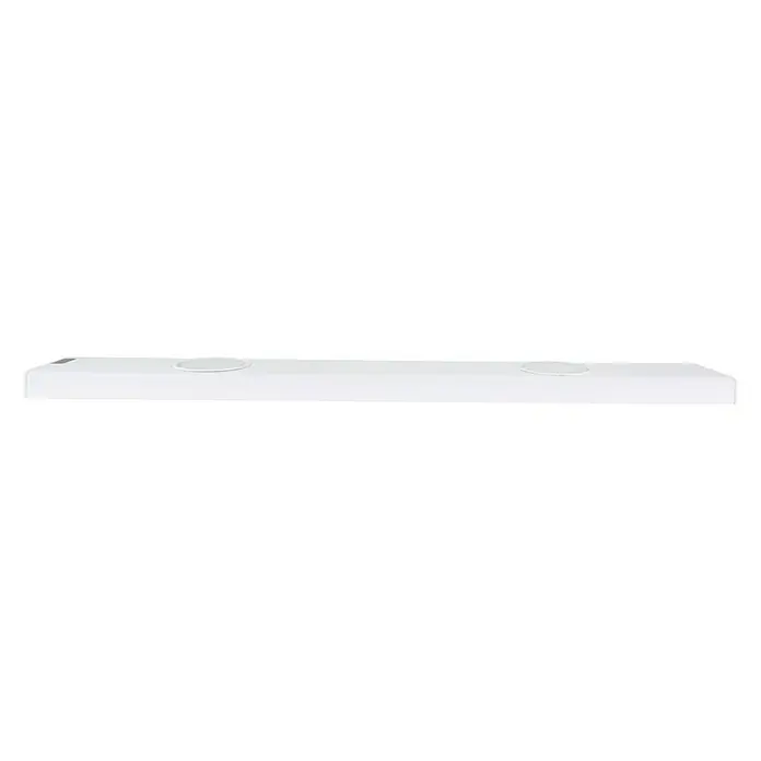 Ritter Leuchten LED-Unterbauleuchte Giga Sensor - L x B x H: 50 x 6,8 x 2,05 cm, Lichtfarbe: Neutralweiß, 6 W - Das Bild zeigt ein schlichtes, weißes Regal mit zwei runden Aussparungen, ideal für moderne und minimalistische Einrichtungen.