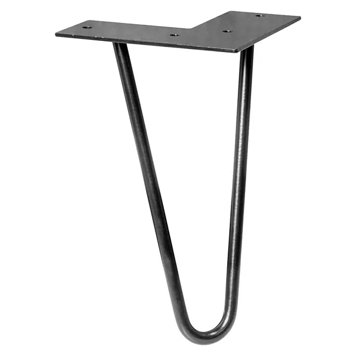 Wagner System Möbelfuß Hairpinlegs - Stahl, Höhe: 20 cm, Schwarz - Metall-Tischbein mit Haarspangen-Design und quadratischer Befestigungsplatte. Ideal für DIY-Möbelprojekte.