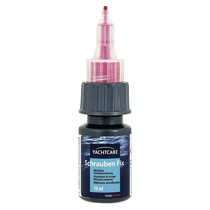 Yachtcare Kleber Schrauben Fix - 10 ml - Eine Flasche Yachtcare Schrauben Fix, ein Schraubenfestiger für mittelfeste Schraubensicherungen, mit 10 ml Inhalt.