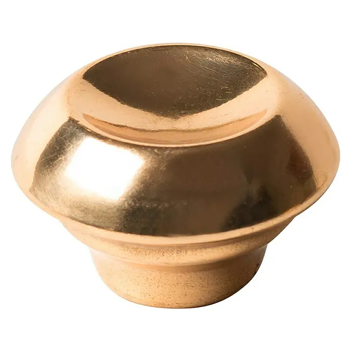 Möbelknopf-Set - 4 Stk., Typ Möbelgriff: Knopf, Ø x H: 38 x 23 mm, Sonstige, Vergoldet - Nahaufnahme eines goldenen Möbelknopfs, glänzend und abgerundet, vor einem schwarzen Hintergrund. Ideal für Schubladen und Schränke.
