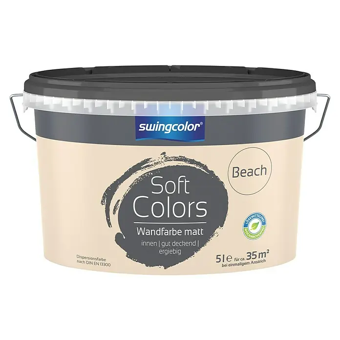 swingcolor Soft Colors Wandfarbe - Beach, Matt, 5 l - Farbeimer "Soft Colors Beach" von Swingcolor, 5 Liter, matte Wandfarbe für Innenräume, lösungsmittel- und weichmacherfrei.