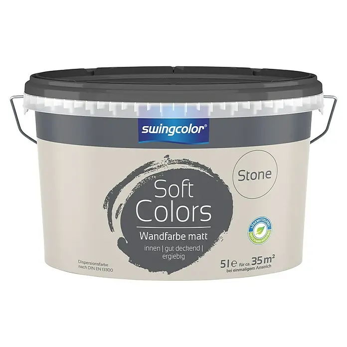 swingcolor Soft Colors Wandfarbe - Stone, Matt, 5 l - Eimer Soft Colors "Stone" Wandfarbe matt von Swingcolor, 5 Liter für ca. 35 m², lösemittel- und weichmacherfrei, für Innenräume.